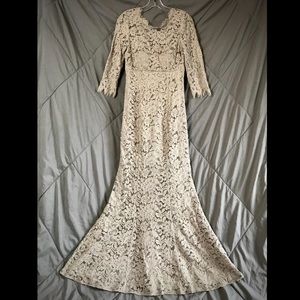 Eliza J Lace Bateau Neck Mermaid Gown